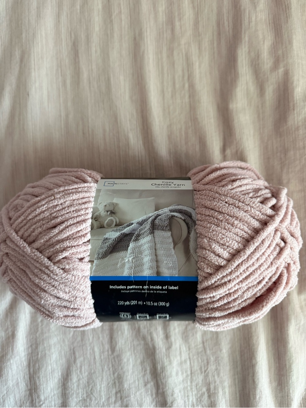 Cozy Chenille Yarn Skein - Light Blush Pink